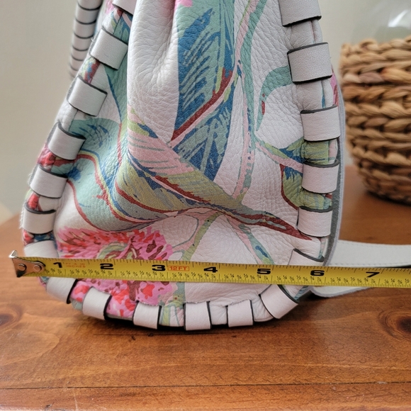 Aimee Kestenberg Eucalyptus Print Leather Convertible Hobo Crossbody Bag Purse - Picture 8 of 14